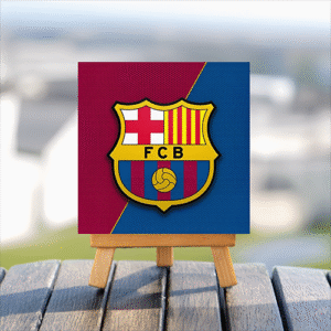 Barcelona Football Club mini printed canvas with wooden stand