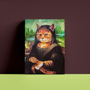 Muna Lisa but cat art printed canvas