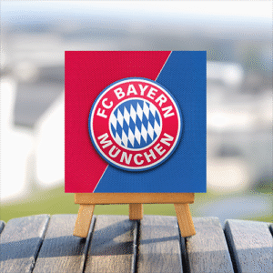 Bayern Munich Football Club Logo mini printed canvas with wooden stand
