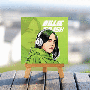 Billie Eilish mini printed canvas with wooden stand