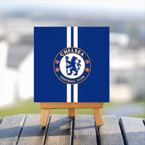 Chelsea Football Club mini printed canvas with wooden stand