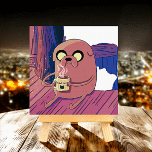 Jake from Adventure Time mini printed canvas with wooden stand