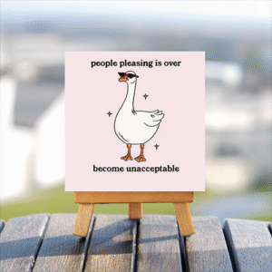 Funny Goose quote mini printed canvas with wooden stand