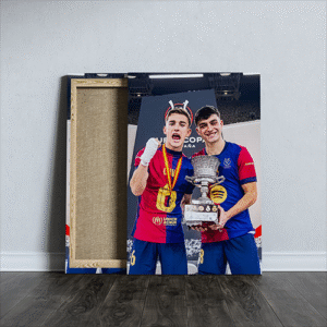 Gabi and Pedri from Barcelona Football Club printed canvas