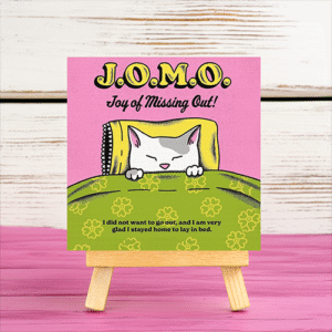 Lazy Cat quote mini printed canvas with wooden stand