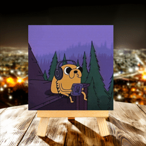 Jake from Adventure Time mini printed canvas with wooden stand