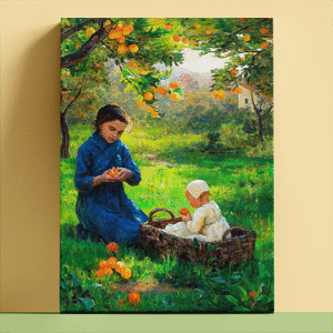 Under the Orange Tree by Virginie Demont-Breton art printed canvas