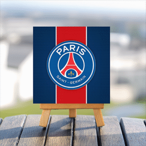 Paris Saint-Germain Football Club logo mini printed canvas with wooden stand