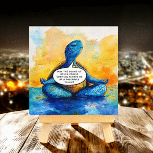 Supportive Turtle quote mini printed canvas with wooden stand